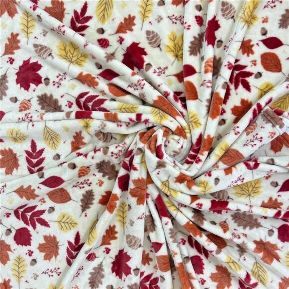 Fall Decor Throw Blanket - Soft & Warm w/ Autumn Leaves in Red, Yellow, Brown, - Picture 3 of 7